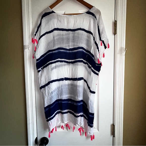 Surf Gypsy Blue and Pink Tassel Tunic Size L - Picture 4 of 4